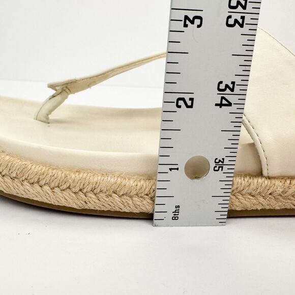 Joie Cream Faux Leather T Strap Slip On Espadrilles Sandals Sz 8.5M Lightweight - Picture 12 of 16